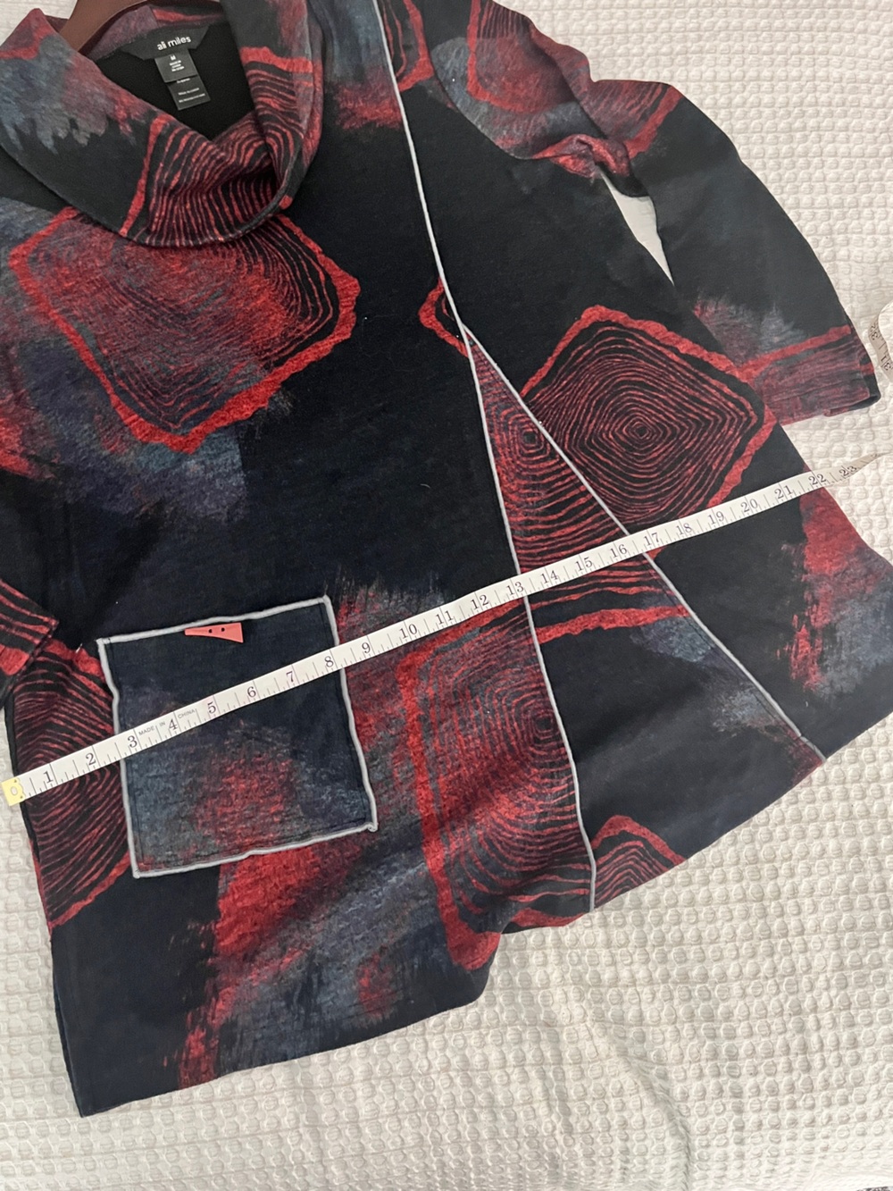 NWOT Ali Miles Women’s Black & Red Cowl Neck Tunic Top - Picture 7 of 8